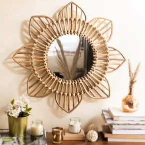 Rattan Sunflower Wall Mirror